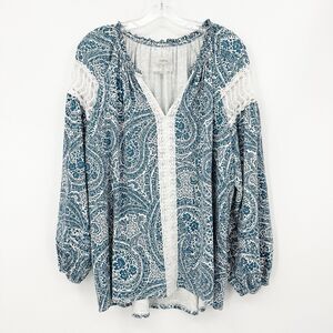 Cupio Womens Blouse 2X Paisley Boho Peasant Flowy Prairie Whimsical Feminine